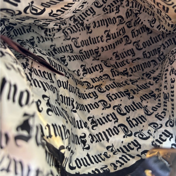 Juicy Couture Vtg 2000s Baby Diaper Bag Messenger Black Gold Hardware - Picture 8 of 8